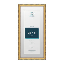 Louis Range Gold Picture, Photo & Poster Frame with White Mount - 26x12" Frame for 22x8" Photo, Gold