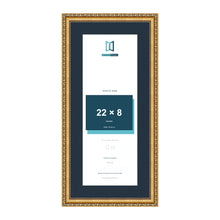 Louis Range Gold Picture, Photo & Poster Frame with Pacific Blue Mount - 26x12" Frame for 22x8" Photo, Gold