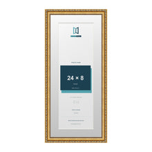 Louis Range Gold Picture, Photo & Poster Frame with White Mount - 28x12" Frame for 24x8" Photo, Gold