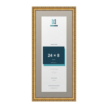Louis Range Gold Picture, Photo & Poster Frame with Dawn Grey Mount - 28x12" Frame for 24x8" Photo, Gold