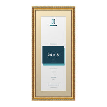 Louis Range Gold Picture, Photo & Poster Frame with Ivory Mount - 28x12" Frame for 24x8" Photo, Gold