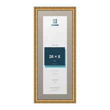 Louis Range Gold Picture, Photo & Poster Frame with Dawn Grey Mount - 30x12" Frame for 26x8" Photo, Gold