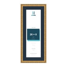 Louis Range Gold Picture, Photo & Poster Frame with Pacific Blue Mount - 30x12" Frame for 26x8" Photo, Gold