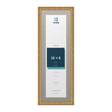 Louis Range Gold Picture, Photo & Poster Frame with Dawn Grey Mount - 36x12" Frame for 32x8" Photo, Gold