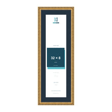 Louis Range Gold Picture, Photo & Poster Frame with Pacific Blue Mount - 36x12" Frame for 32x8" Photo, Gold