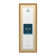 Louis Range Gold Picture, Photo & Poster Frame with Ivory Mount - 36x12" Frame for 32x8" Photo, Gold