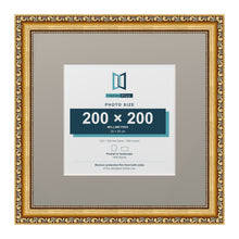 Louis Range Gold Picture, Photo & Poster Frame with Dawn Grey Mount - 32x32cm Frame for 20x20cm Photo, Gold