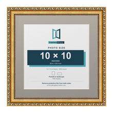 Louis Range Gold Picture, Photo & Poster Frame with Dawn Grey Mount - 13x13" Frame for 10x10" Photo, Gold