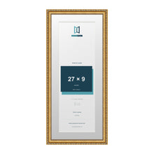 Louis Range Gold Picture, Photo & Poster Frame with White Mount - 31x13" Frame for 27x9" Photo, Gold
