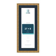 Louis Range Gold Picture, Photo & Poster Frame with Pacific Blue Mount - 31x13" Frame for 27x9" Photo, Gold