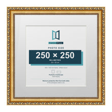 Louis Range Gold Picture, Photo & Poster Frame with White Mount - 35x35cm Frame for 25x25cm Photo, Gold