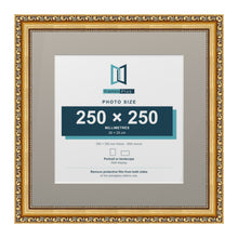 Louis Range Gold Picture, Photo & Poster Frame with Dawn Grey Mount - 35x35cm Frame for 25x25cm Photo, Gold