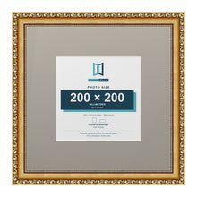 Louis Range Gold Picture, Photo & Poster Frame with Dawn Grey Mount - 35x35cm Frame for 20x20cm Photo, Gold