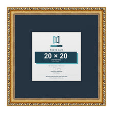 Louis Range Gold Picture, Photo & Poster Frame with Pacific Blue Mount - 35x35cm Frame for 20x20cm Photo, Gold