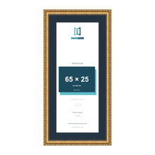 Louis Range Gold Picture, Photo & Poster Frame with Pacific Blue Mount - 75x35cm Frame for 65x25cm Photo, Gold