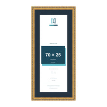 Louis Range Gold Picture, Photo & Poster Frame with Pacific Blue Mount - 80x35cm Frame for 70x25cm Photo, Gold
