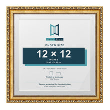Louis Range Gold Picture, Photo & Poster Frame with White Mount - 14x14" Frame for 12x12" Photo, Gold