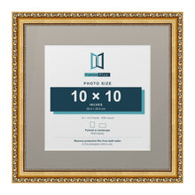 Louis Range Gold Picture, Photo & Poster Frame with Dawn Grey Mount - 14x14" Frame for 10x10" Photo, Gold