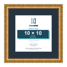 Louis Range Gold Picture, Photo & Poster Frame with Pacific Blue Mount - 14x14" Frame for 10x10" Photo, Gold