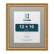 Louis Range Gold Picture, Photo & Poster Frame with Dawn Grey Mount - 16x14" Frame for 12x10" Photo, Gold