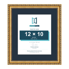 Louis Range Gold Picture, Photo & Poster Frame with Pacific Blue Mount - 16x14" Frame for 12x10" Photo, Gold