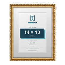 Louis Range Gold Picture, Photo & Poster Frame with White Mount - 18x14" Frame for 14x10" Photo, Gold