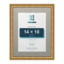 Louis Range Gold Picture, Photo & Poster Frame with Dawn Grey Mount - 18x14" Frame for 14x10" Photo, Gold