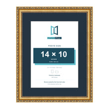 Louis Range Gold Picture, Photo & Poster Frame with Pacific Blue Mount - 18x14" Frame for 14x10" Photo, Gold