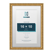 Louis Range Gold Picture, Photo & Poster Frame with White Mount - 20x14" Frame for 16x10" Photo, Gold