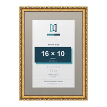 Louis Range Gold Picture, Photo & Poster Frame with Dawn Grey Mount - 20x14" Frame for 16x10" Photo, Gold