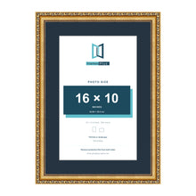 Louis Range Gold Picture, Photo & Poster Frame with Pacific Blue Mount - 20x14" Frame for 16x10" Photo, Gold