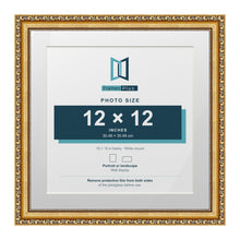 Louis Range Gold Picture, Photo & Poster Frame with White Mount - 15x15" Frame for 12x12" Photo, Gold