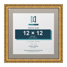Louis Range Gold Picture, Photo & Poster Frame with Dawn Grey Mount - 15x15" Frame for 12x12" Photo, Gold