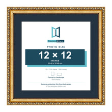 Louis Range Gold Picture, Photo & Poster Frame with Pacific Blue Mount - 15x15" Frame for 12x12" Photo, Gold