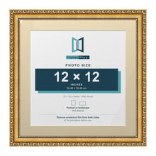 Louis Range Gold Picture, Photo & Poster Frame with Ivory Mount - 15x15" Frame for 12x12" Photo, Gold