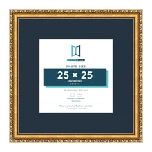 Louis Range Gold Picture, Photo & Poster Frame with Pacific Blue Mount - 40x40cm Frame for 25x25cm Photo, Gold