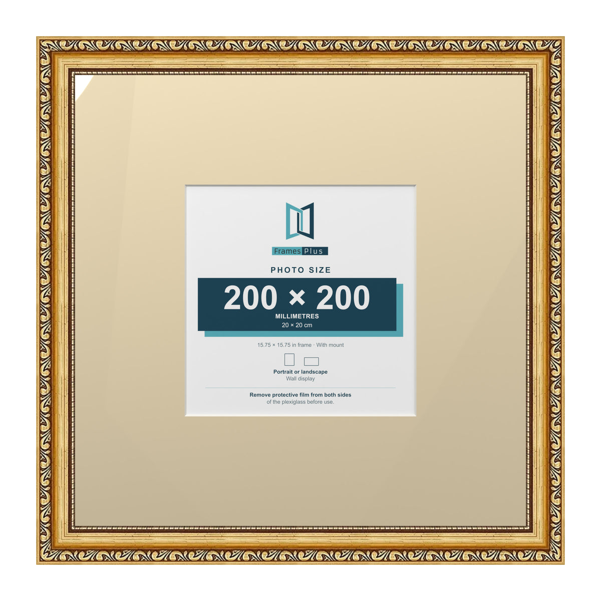 Louis Range Gold Picture, Photo & Poster Frame with Ivory Mount - 40x40cm Frame for 20x20cm Photo, Gold
