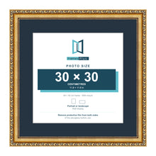 Louis Range Gold Picture, Photo & Poster Frame with Pacific Blue Mount - 40x40cm Frame for 30x30cm Photo, Gold