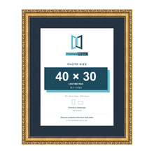 Louis Range Gold Picture, Photo & Poster Frame with Pacific Blue Mount - 50x40cm Frame for 40x30cm Photo, Gold