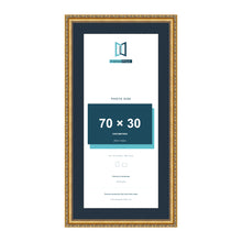 Louis Range Gold Picture, Photo & Poster Frame with Pacific Blue Mount - 80x40cm Frame for 70x30cm Photo, Gold