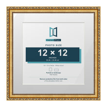 Louis Range Gold Picture, Photo & Poster Frame with White Mount - 16x16" Frame for 12x12" Photo, Gold