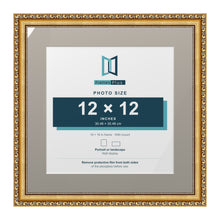 Louis Range Gold Picture, Photo & Poster Frame with Dawn Grey Mount - 16x16" Frame for 12x12" Photo, Gold