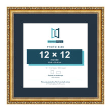 Louis Range Gold Picture, Photo & Poster Frame with Pacific Blue Mount - 16x16" Frame for 12x12" Photo, Gold