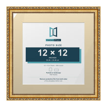 Louis Range Gold Picture, Photo & Poster Frame with Ivory Mount - 16x16" Frame for 12x12" Photo, Gold