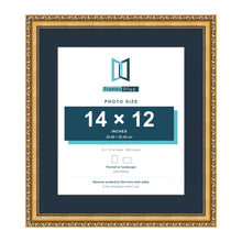 Louis Range Gold Picture, Photo & Poster Frame with Pacific Blue Mount - 18x16" Frame for 14x12" Photo, Gold