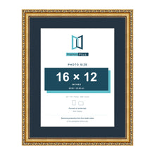 Louis Range Gold Picture, Photo & Poster Frame with Pacific Blue Mount - 20x16" Frame for 16x12" Photo, Gold