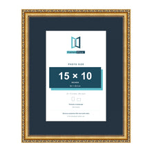 Louis Range Gold Picture, Photo & Poster Frame with Pacific Blue Mount - 20x16" Frame for 15x10" Photo, Gold