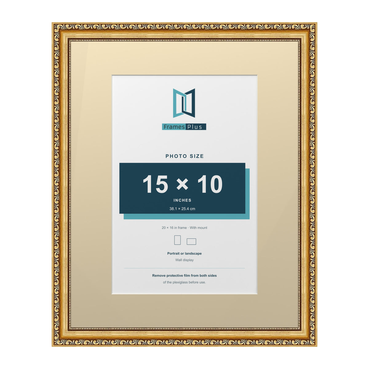 Louis Range Gold Picture, Photo & Poster Frame with Ivory Mount - 20x16" Frame for 15x10" Photo, Gold