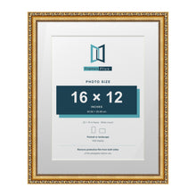 Louis Range Gold Picture, Photo & Poster Frame with White Mount - 20x16" Frame for 16x12" Photo, Gold