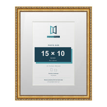 Louis Range Gold Picture, Photo & Poster Frame with White Mount - 20x16" Frame for 15x10" Photo, Gold